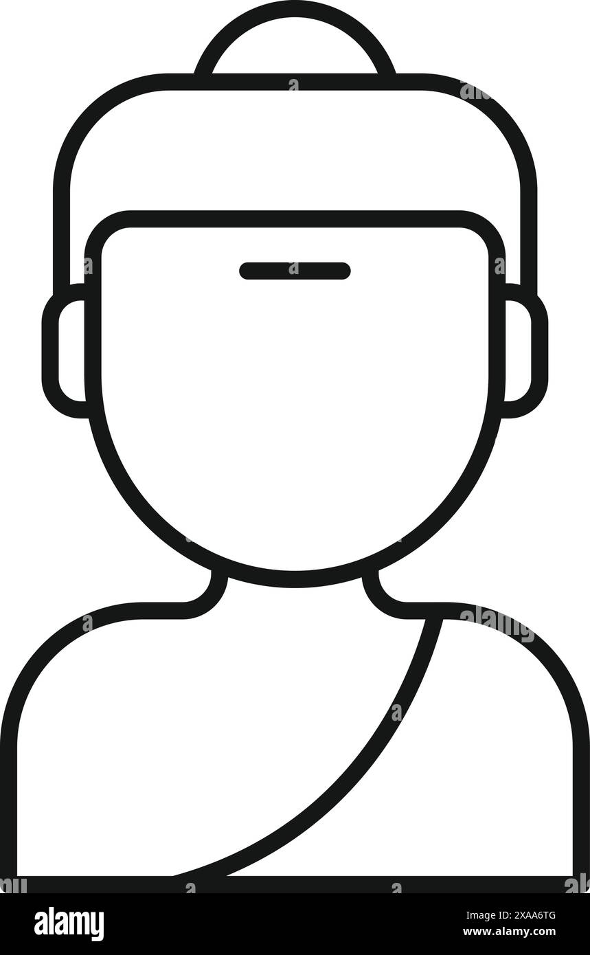 Icône de vecteur de ligne noire d'un profil féminin avec une coiffure de chignon pour la conception d'interface utilisateur Illustration de Vecteur