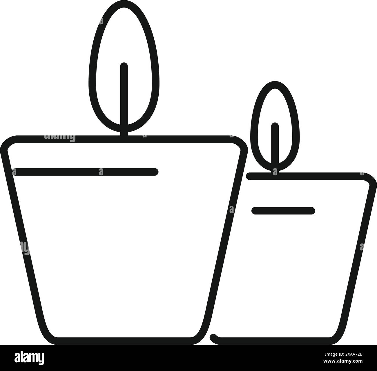 Dessin au trait noir et blanc de deux plantes en pot, idéal pour les icônes et les designs minimalistes Illustration de Vecteur