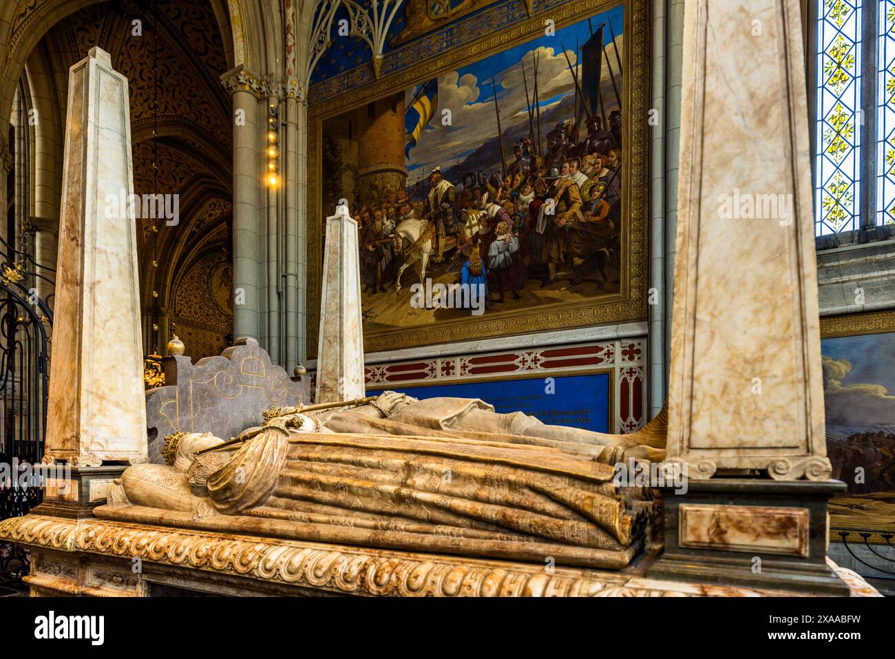 Tombe du roi Gustav Vasa (1496-1560) et de deux de ses trois épouses dans la cathédrale d'Uppsala. Domtrapphuset, Uppsala, Suède Banque D'Images