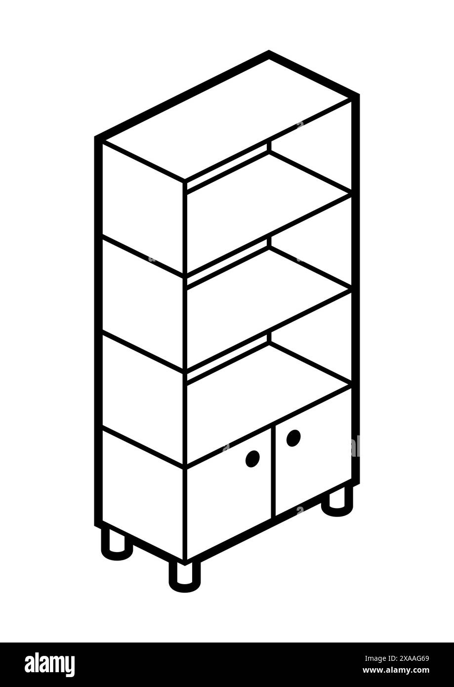 Icône de rayonnage en style isométrique. Mobilier et équipement domestiques et de bureau. Illustration de Vecteur