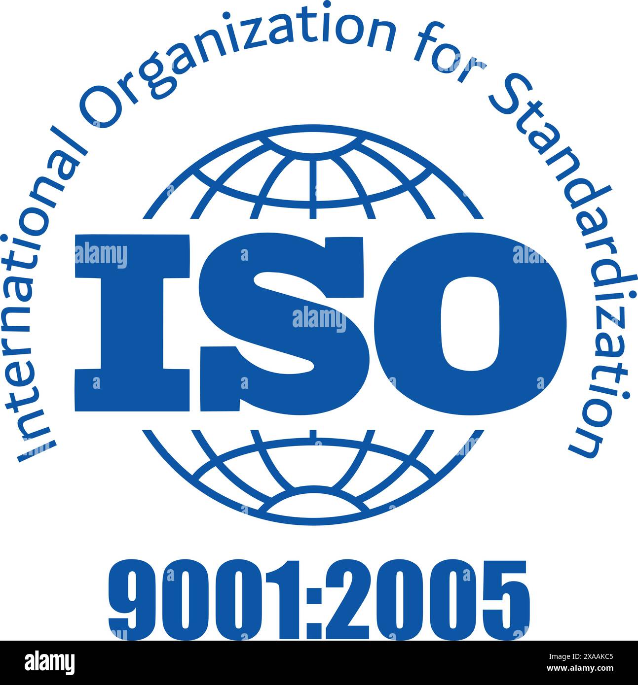 Certificat d'entreprise certifié, vecteur bleu ISO 9001:2005, certificat de qualité, certification de marque iso, cercle iso Illustration de Vecteur