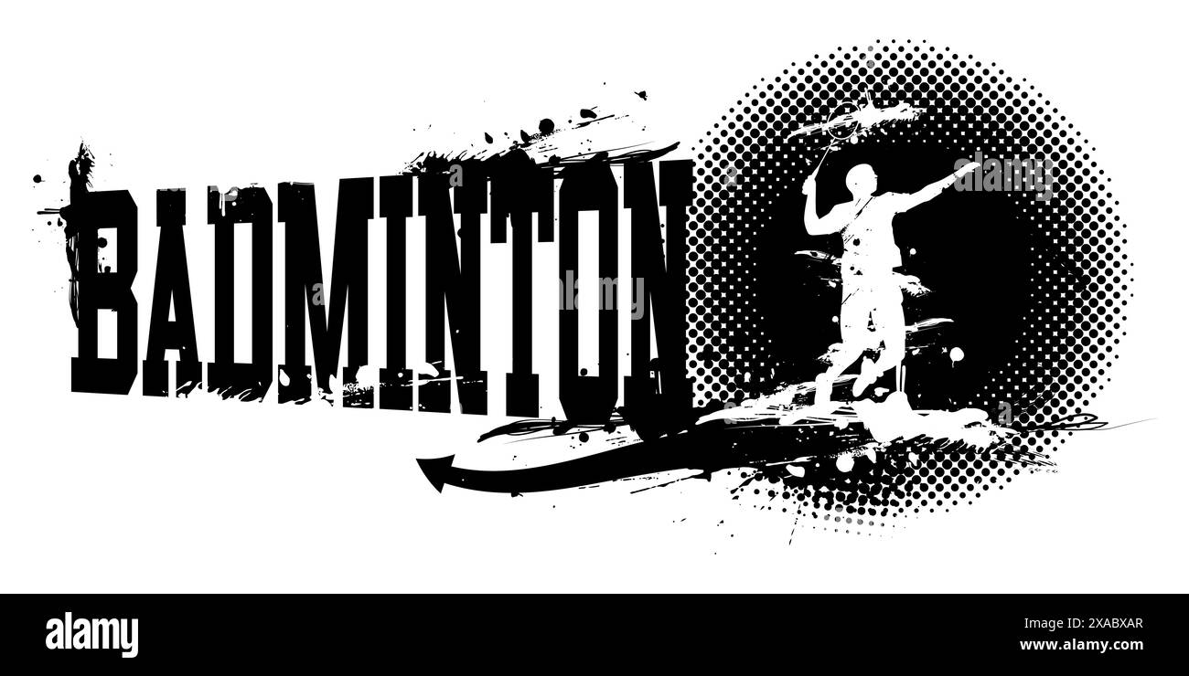 Une illustration vectorielle de Badminton Man Singles Banner Illustration de Vecteur