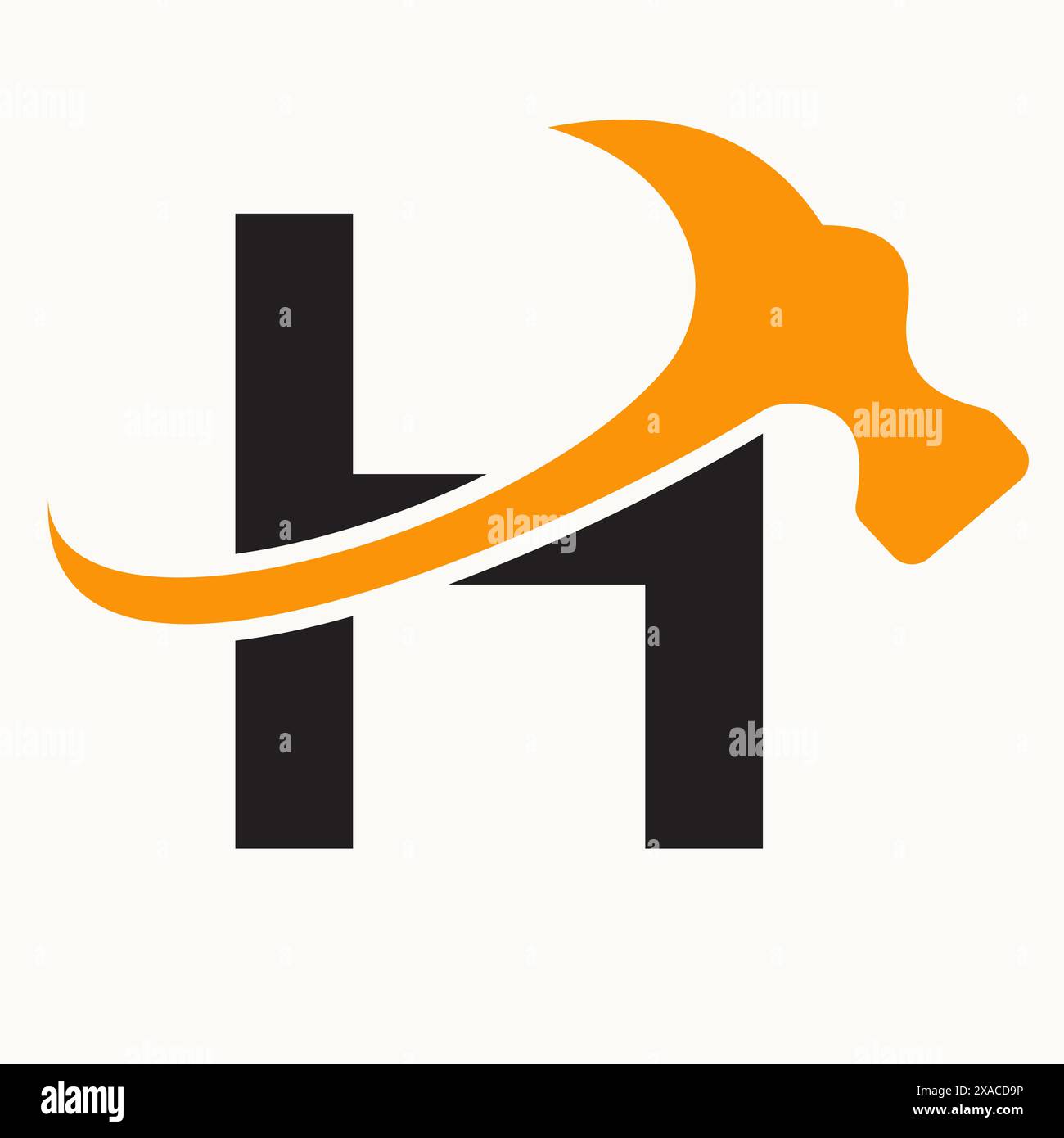 Lettre H construction logo Design avec symbole marteau Illustration de Vecteur