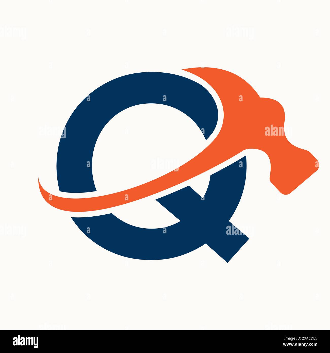 Lettre Q construction logo Design avec symbole marteau Illustration de Vecteur