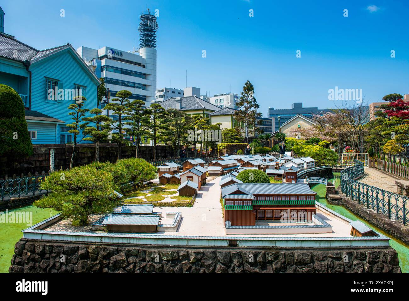 Modèle miniature de Dejima, une île artificielle dans le port de Nagasaki, Kyushu, Japon, Asie Copyright : MichaelxRunkel 1184-11738 Banque D'Images