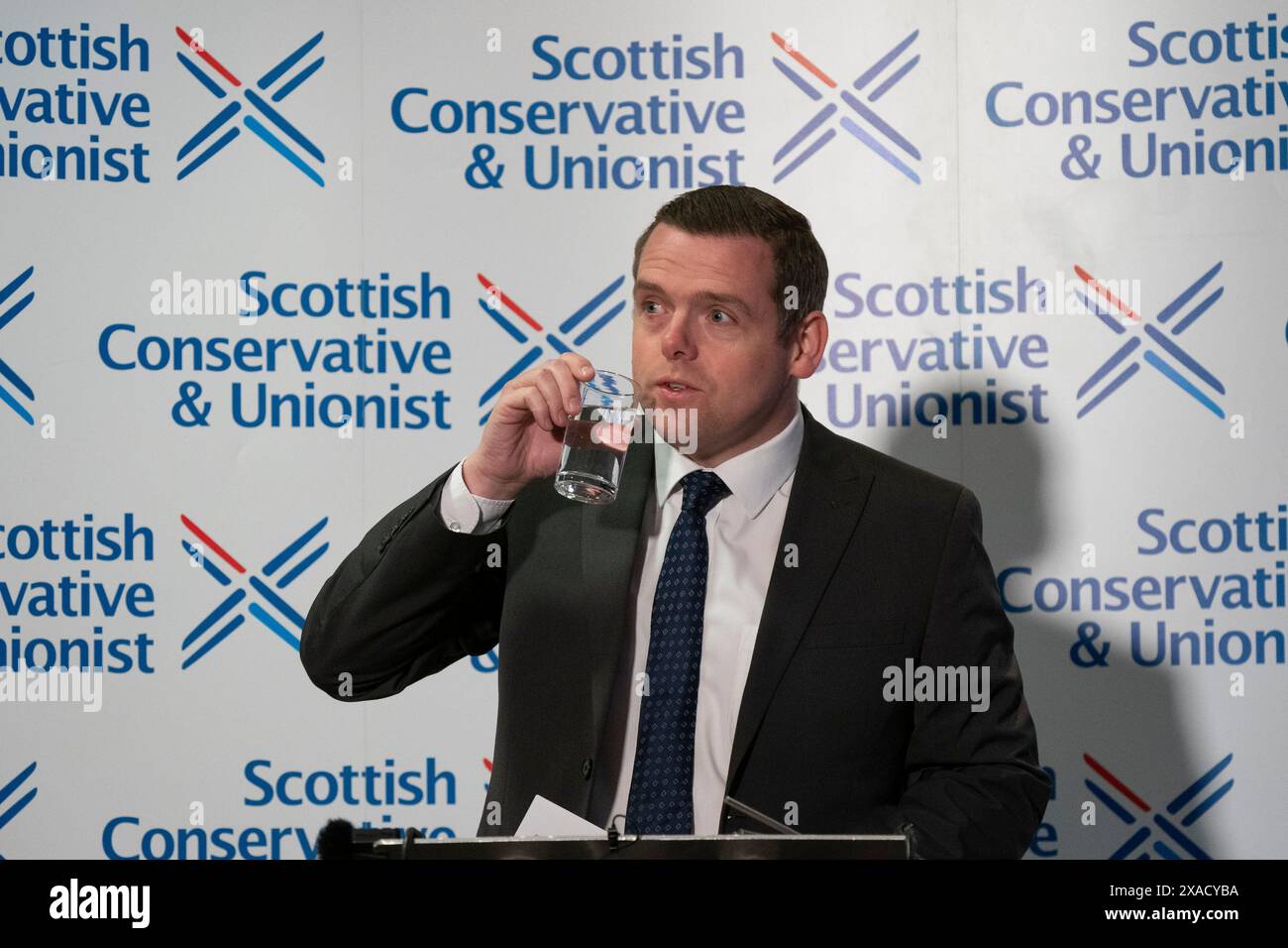 Édimbourg, Écosse, Royaume-Uni. 6 juin 2024. Douglas Ross, chef des conservateurs écossais, annonce qu'il se présentera comme candidat conservateur écossais pour la circonscription d'Aberdeenshire North & Moray East aux prochaines élections générales. Il a déclaré que David Duguid, l'ancien ministre écossais, ne serait pas en mesure de se présenter dans cette circonscription en raison de sa récente série de lésions vertébrales. Iain Masterton/Alamy Live News Banque D'Images