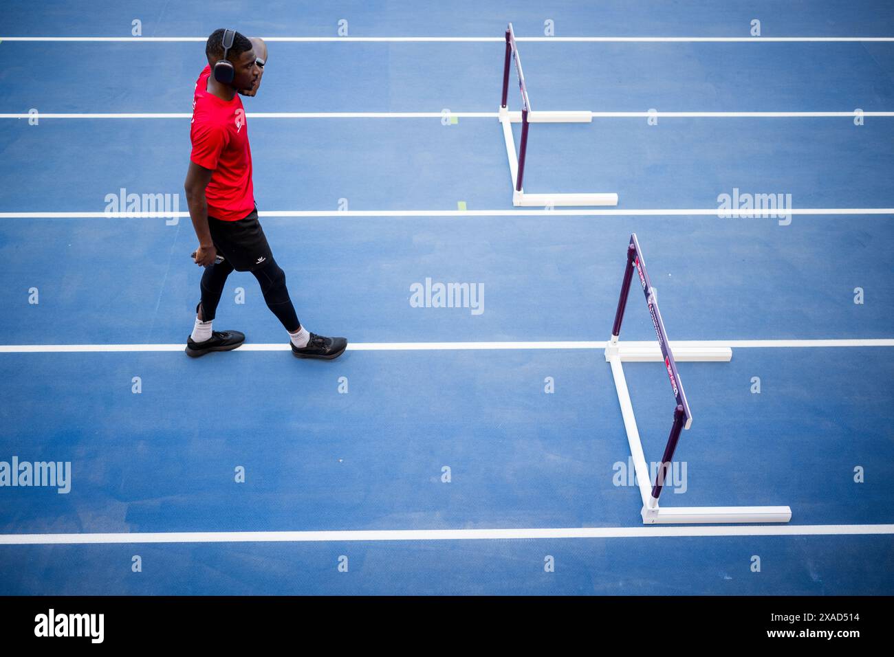 Rome, Italie. 06 juin 2024. Le belge Elie Bacari en action lors des préparatifs des Championnats d'Europe d'athlétisme à Rome, en Italie, jeudi 06 juin 2024. La délégation belge aux Championnats d'Europe d'athlétisme n'a jamais été aussi importante que cette année. 59 athlètes (35 hommes et 24 femmes) participeront à 41 compétitions individuelles dans la capitale italienne. Il y aura aussi cinq équipes de relais au départ. BELGA PHOTO JASPER JACOBS crédit : Belga News Agency/Alamy Live News Banque D'Images