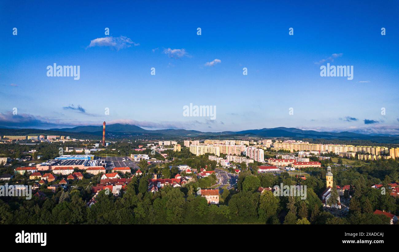 Vue aérienne de Walbrzych, Pologne Banque D'Images