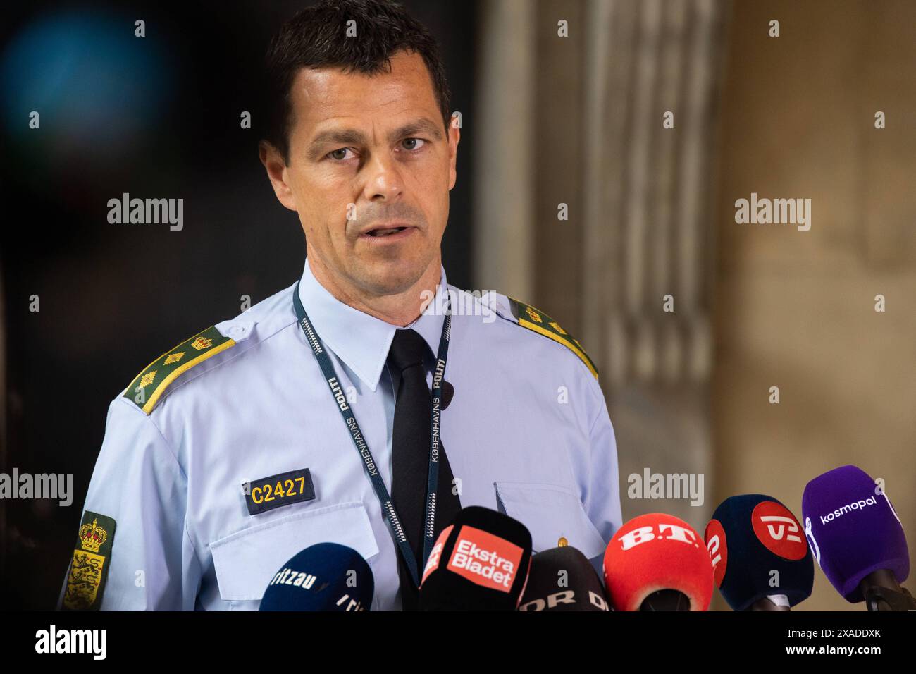 Inspecteur adjoint Brian Belling au siège de la police à Copenhague, où la police tiendra un point de presse le jeudi 6 juin 2024. Les preuves ADN mènent à l'identification dans une affaire de meurtre en 1995 où Roujan Ismaeel, 7 ans, a été tué. L'auteur présumé est décédé en 2012. Copenhagen police Headquarters Denmark Copyright : xKristianxTuxenxLadegaardxBergx 2E6A7301 Banque D'Images