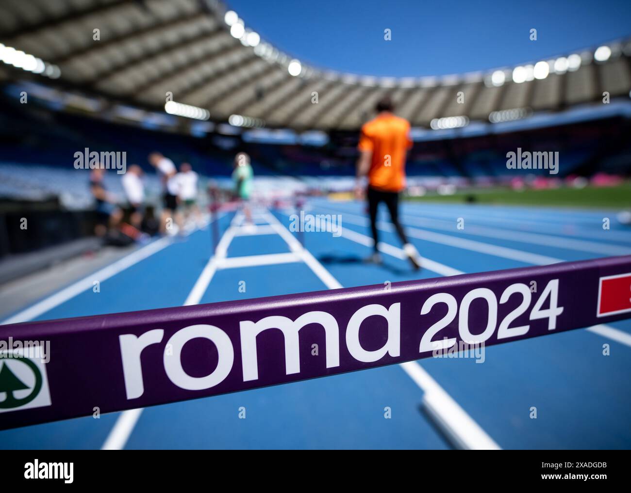 ROM, Italie. 06 juin 2024. Athlétisme : avant le début des Championnats d'Europe, conférence de presse de la Fédération européenne d'athlétisme : vue sur le Stadio Olympico, le stade Olympique avant le début des Championnats d'Europe. Crédit : Michael Kappeler/dpa/Alamy Live News Banque D'Images