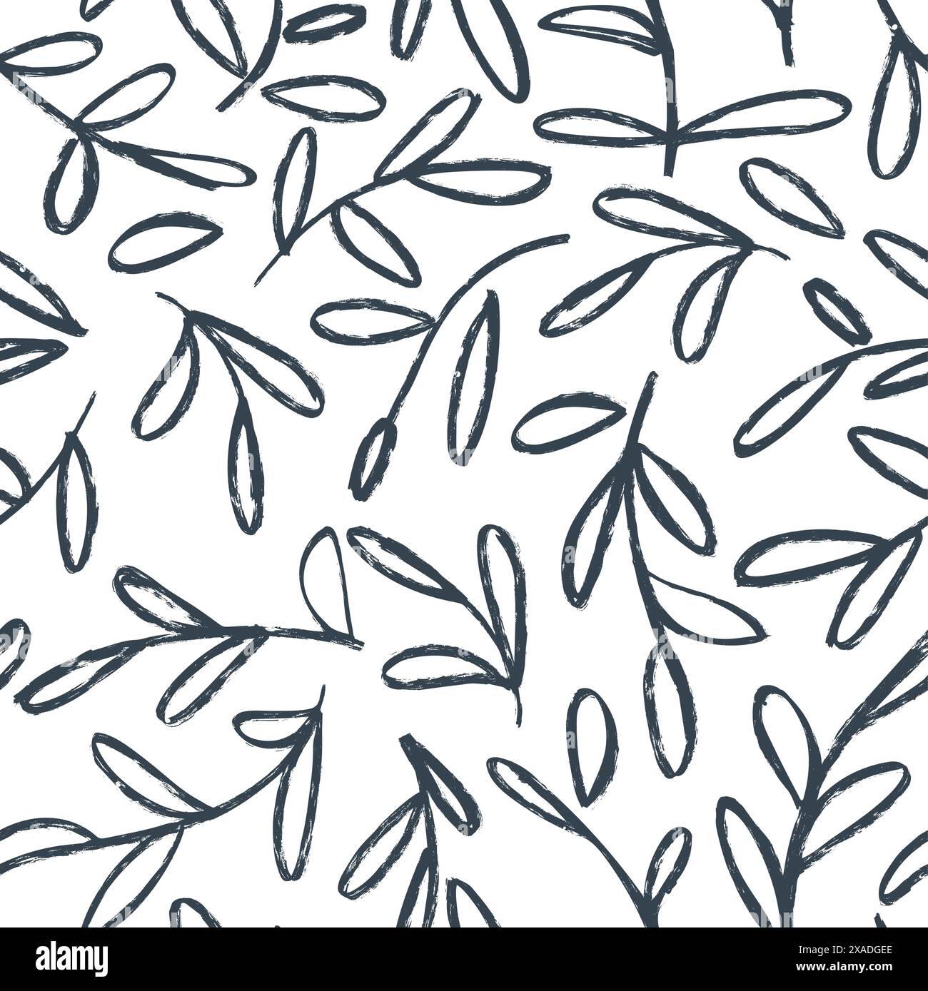 Motif botanique sans couture grunge à l'encre. Traits de peinture dessinés à la main brindilles et fond d'herbe. Imprimé nature monochrome moderne, pour textile, papier, tissu Illustration de Vecteur