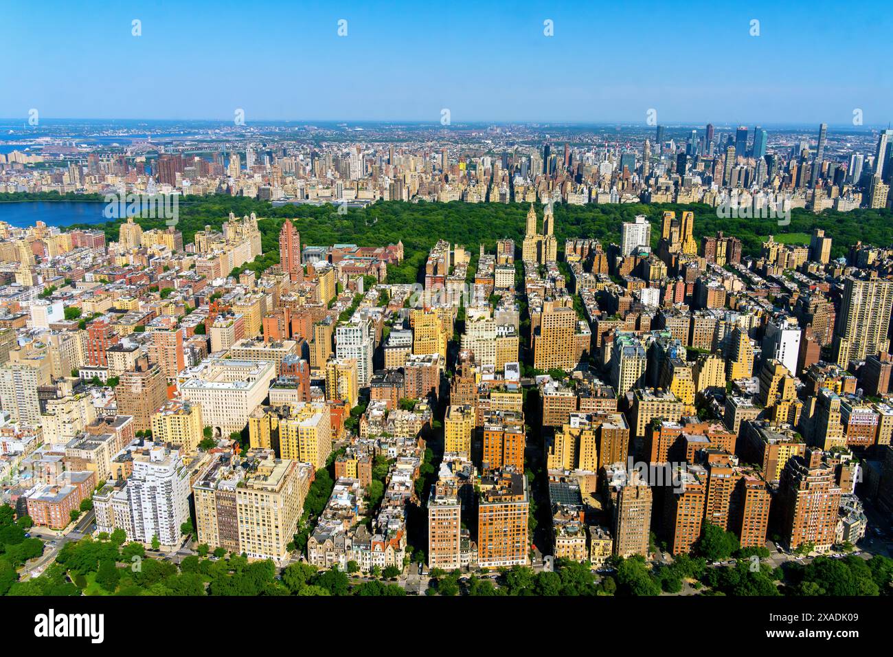 Vue aérienne de West Manhattan et Central Park, New York, États-Unis. Banque D'Images Vue aérienne de West Manhattan et Central Park, New York, États-Unis. Banque D'Images