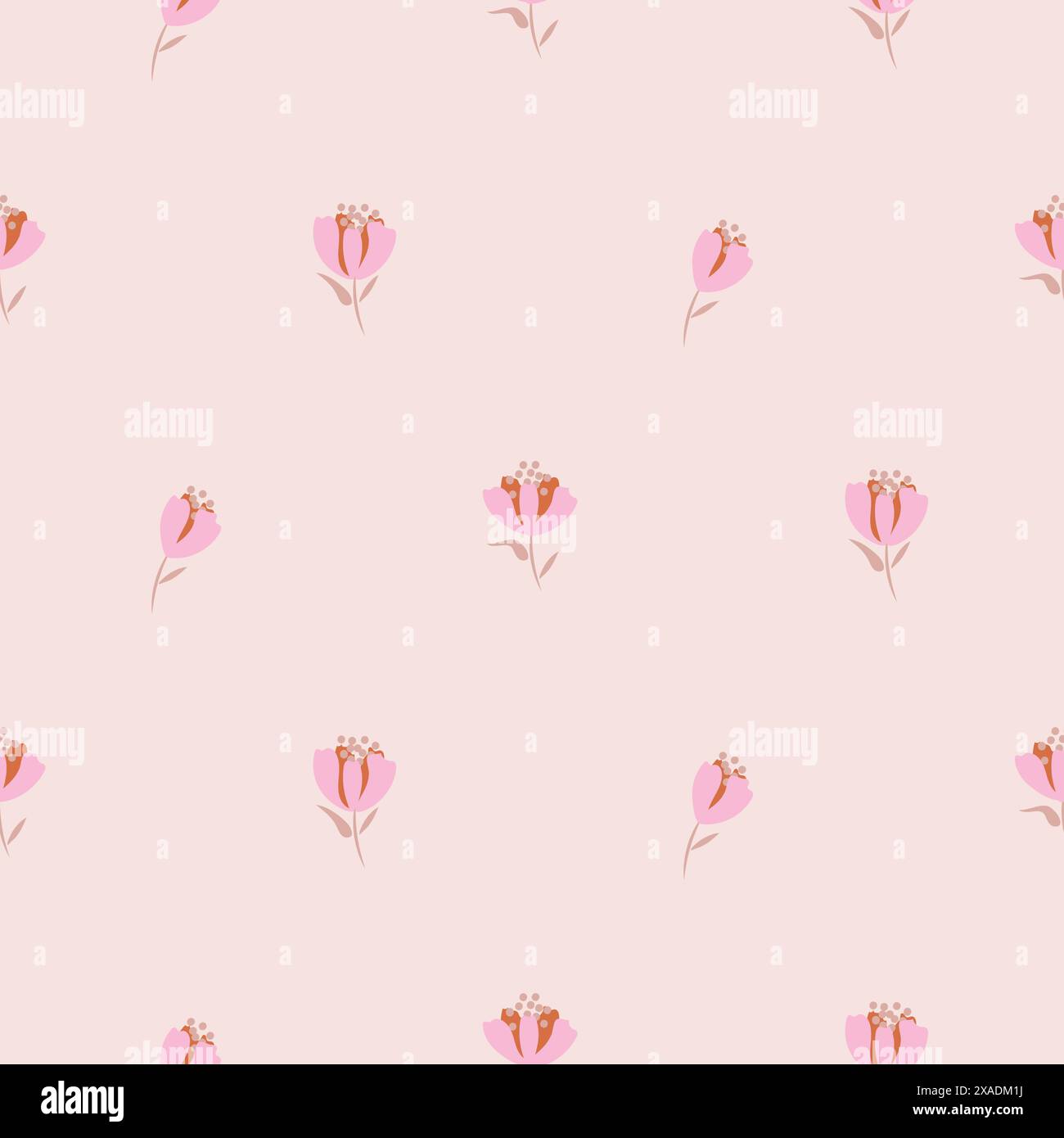 Tulipes prairie beige crème fond rétro couleurs fleurs tendent sans couture. Motif fleuri en tissu. Illustration de Vecteur