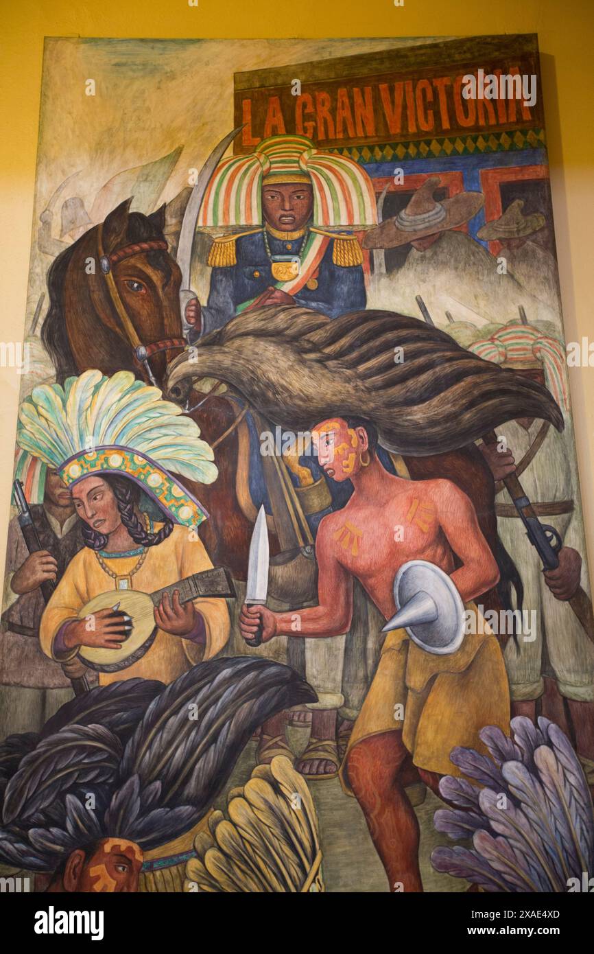 Mexico, Mexico, Palacio de Bella Artes, mural de Diego Rivera, 'Danza de los Huichilobos' (1936) Banque D'Images