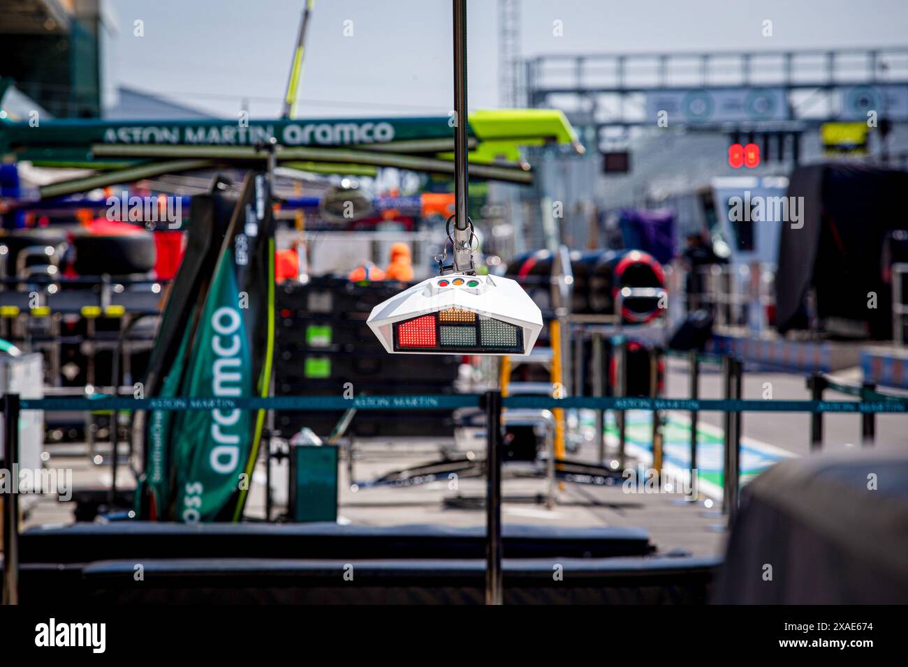 Pitlane Aston Martin Aramco F1 Team durant Formula 1 AWS Grand Prix du Canada 2024, Montréal, Québec, Canada, du 6 au 9 juin - Rounfd 9 of 24 of 2024 World Championship Banque D'Images