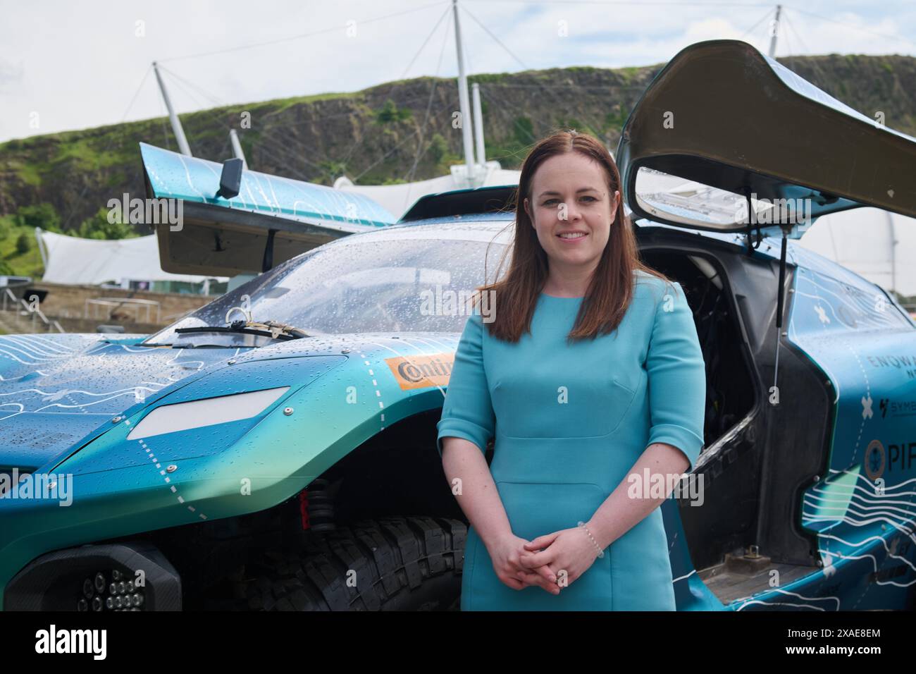 Édimbourg Écosse, Royaume-Uni 06 juin 2024. La vice-première ministre écossaise, Kate Forbes, regarde une E Extreme car avant la manche européenne de la saison 4 qui se déroule à Dumfries et Galloway. crédit sst/alamy live news Banque D'Images