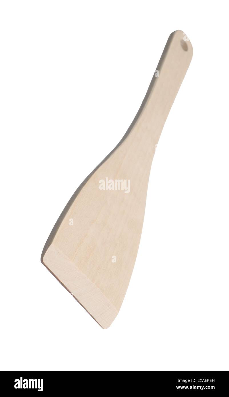Une spatule en bois isolée sur blanc. Ustensile de cuisine Banque D'Images