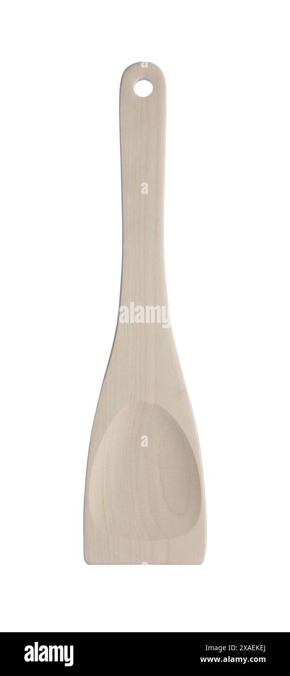 Une spatule en bois isolée sur blanc. Ustensile de cuisine Banque D'Images