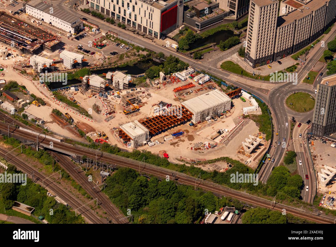 Photo aérienne du projet de station HS2 Curzon Street à partir de 1500 pieds Banque D'Images