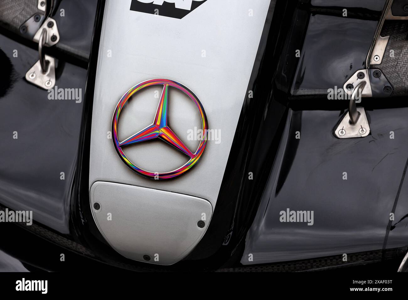 Montréal, Canada. 06 juin 2024. Mercedes AMG F1 W15 nosecone - logo Rainbow. Championnat du monde de formule 1, Rd 9, Grand Prix du Canada, jeudi 6 juin 2024. Montréal, Canada. Crédit : James Moy/Alamy Live News Banque D'Images
