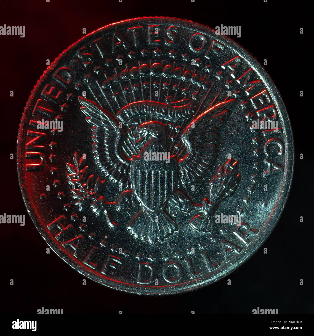 Moitié dollar US, moitié dollar, 50 cent, revers avec les armoiries présidentielles des États-Unis Banque D'Images