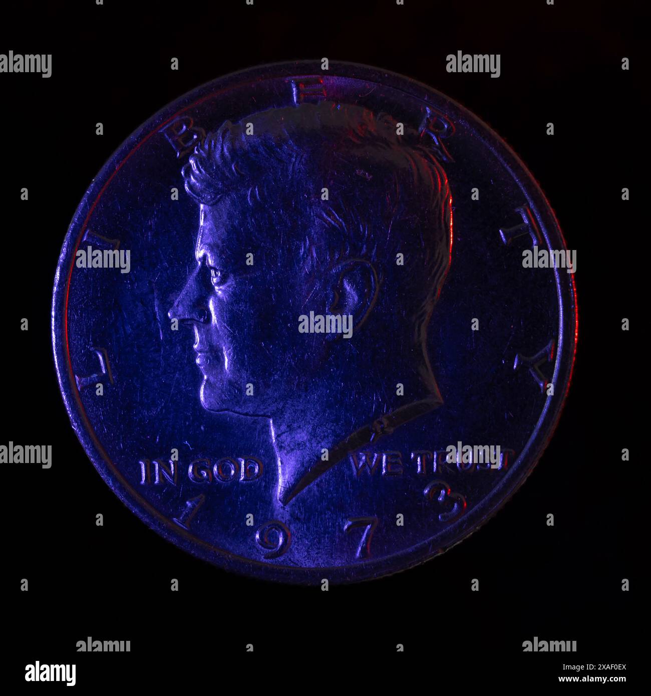 Moitié dollar US, moitié dollar, 50 cent, président John F. Kennedy Banque D'Images