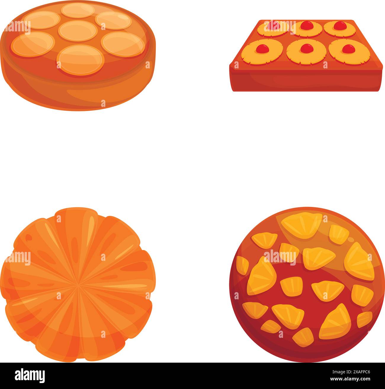 Ensemble vectoriel coloré de quatre biscuits et biscuits de dessin animé stylisés différents isolés sur blanc Illustration de Vecteur