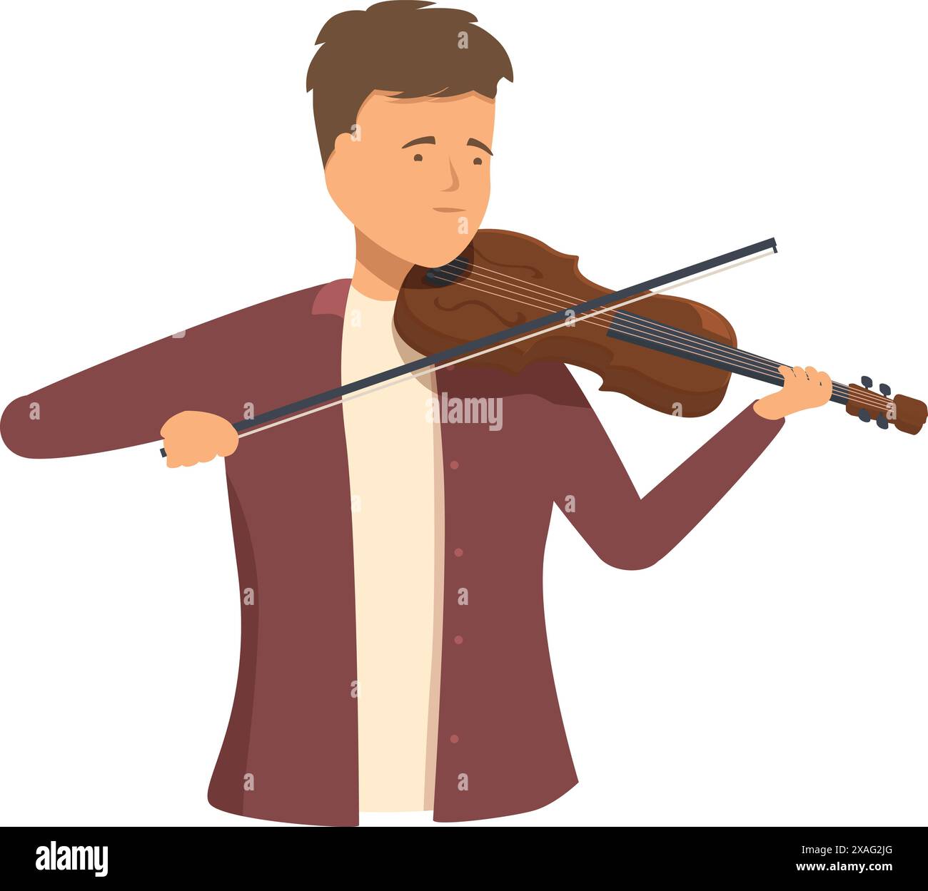 Jeune homme joue une belle mélodie sur son violon, mettant en valeur son talent musical et sa passion Illustration de Vecteur