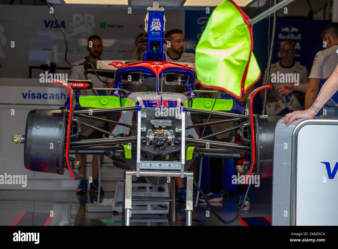 Visa Cash App RB F1 Team garage pendant le Grand Prix du Canada AWS de formule 1 2024, Montréal, Québec, Canada, du 6 au 9 juin - Rounfd 9 des 24 du Championnat du monde F1 2024 Banque D'Images