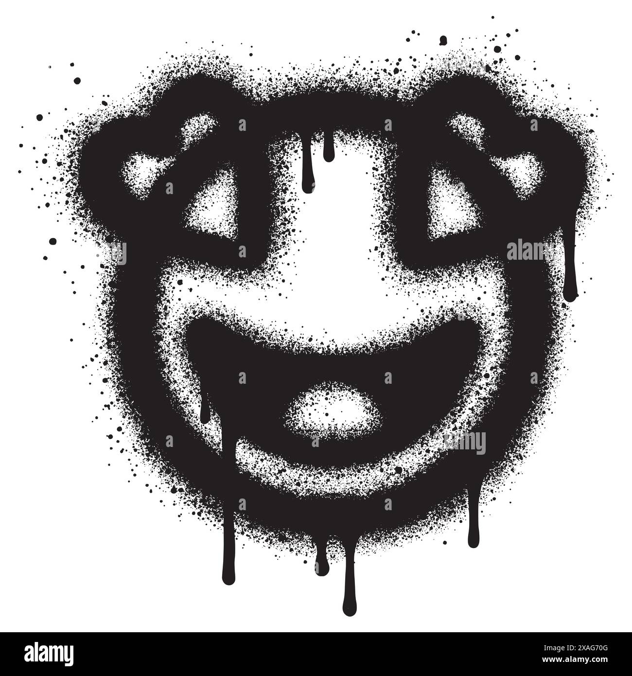 Vaporiser peint Graffiti Hearts Eyes émoticône pulvérisé isolé avec un fond blanc. Illustration de Vecteur