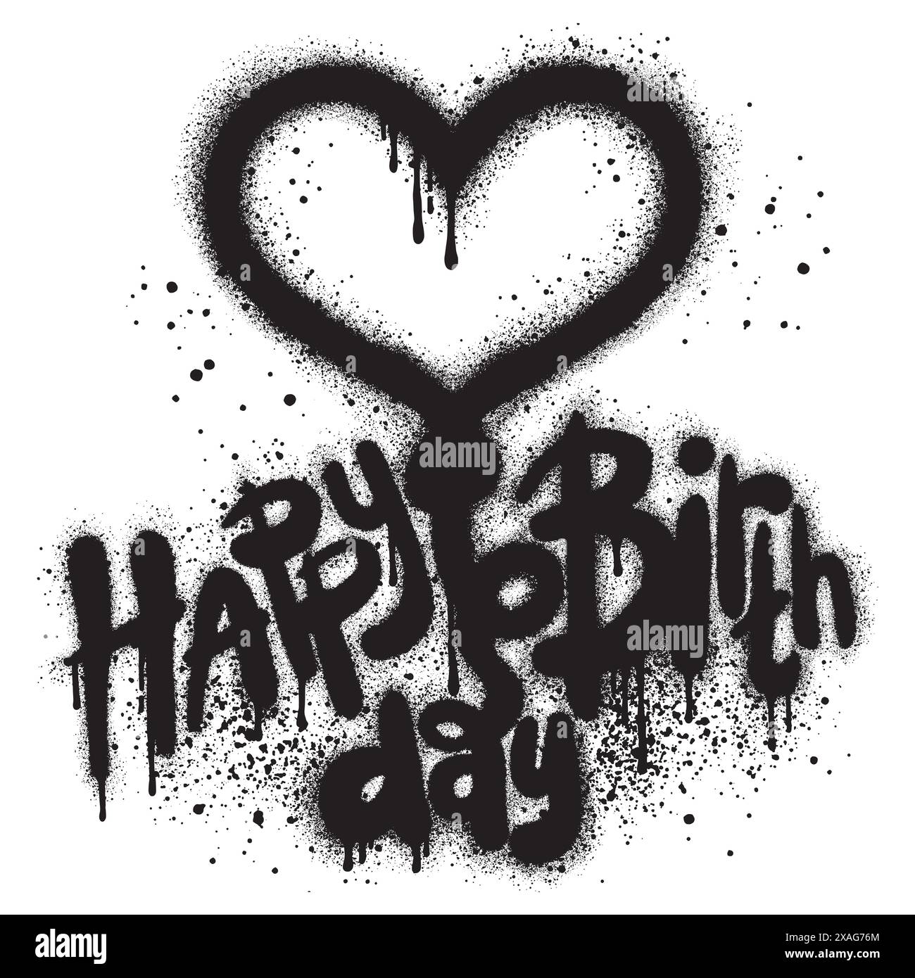 Ballon de coeur Graffiti peint pulvérisé isolé avec un fond blanc. Illustration de Vecteur