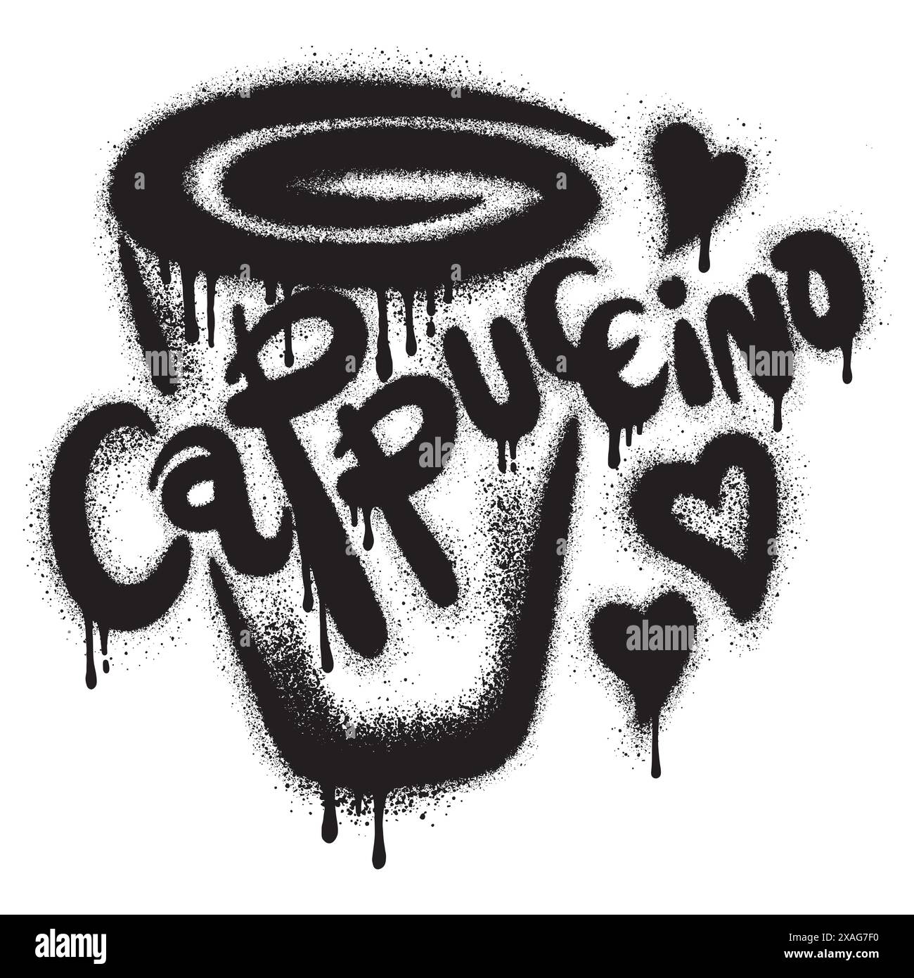 motif de tasse à café de style graffiti avec le mot « cappuccino » sur un fond en forme de tasse. Illustration vectorielle. Illustration de Vecteur