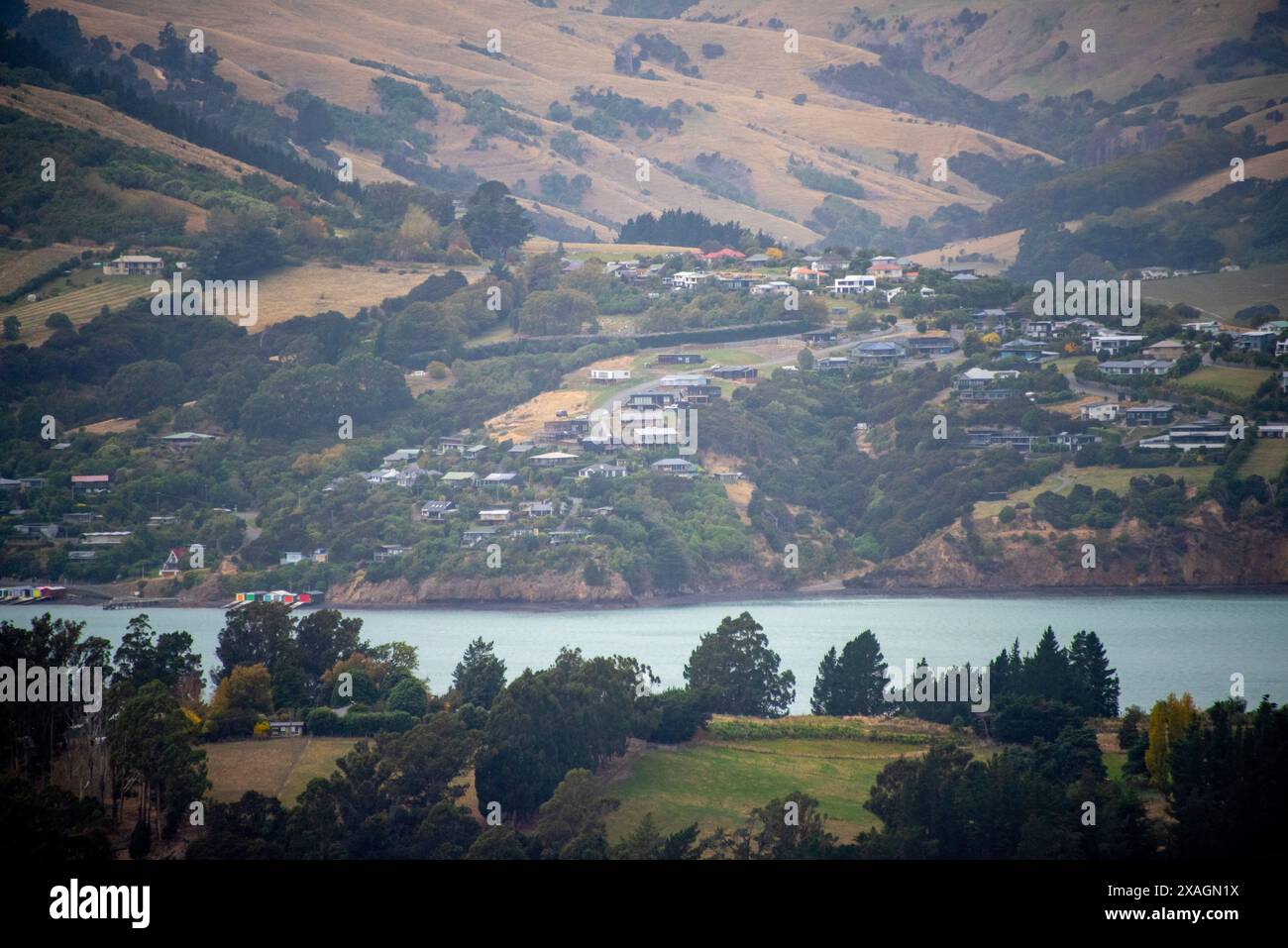 Ville de Duvauchelle - Nouvelle-Zélande Banque D'Images