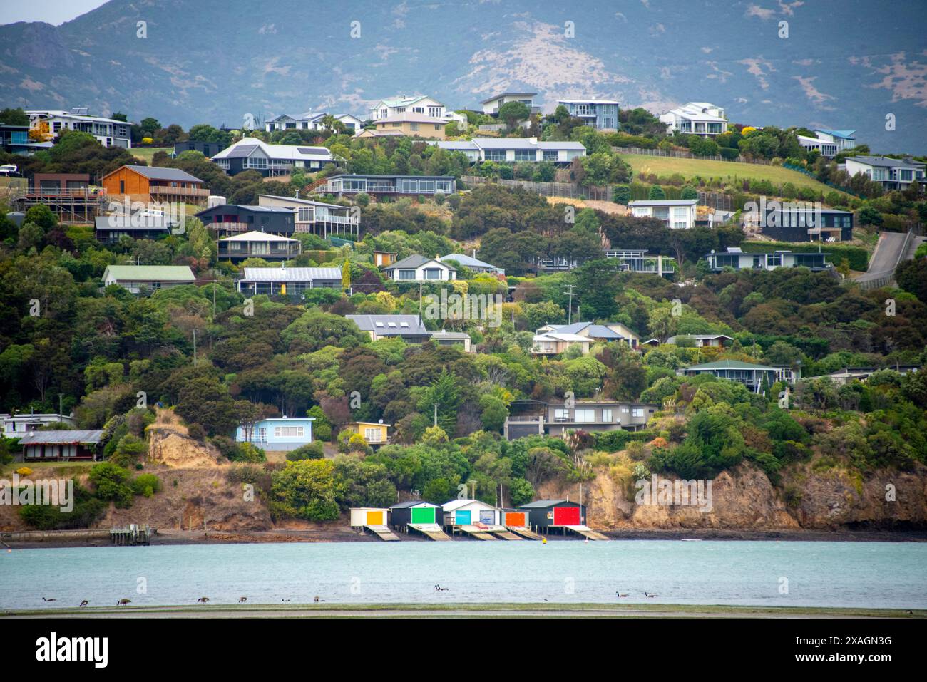 Ville de Duvauchelle - Nouvelle-Zélande Banque D'Images