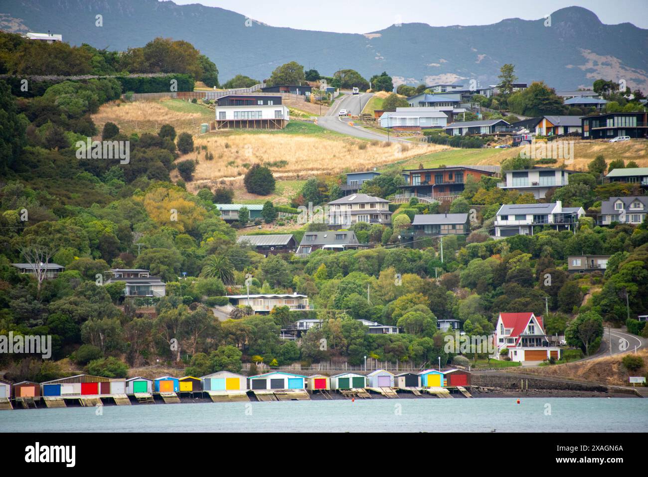 Ville de Duvauchelle - Nouvelle-Zélande Banque D'Images