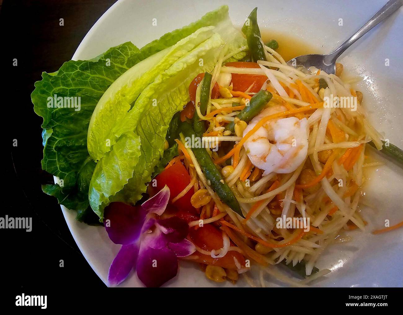 Salade de papaye thaï Banque D'Images