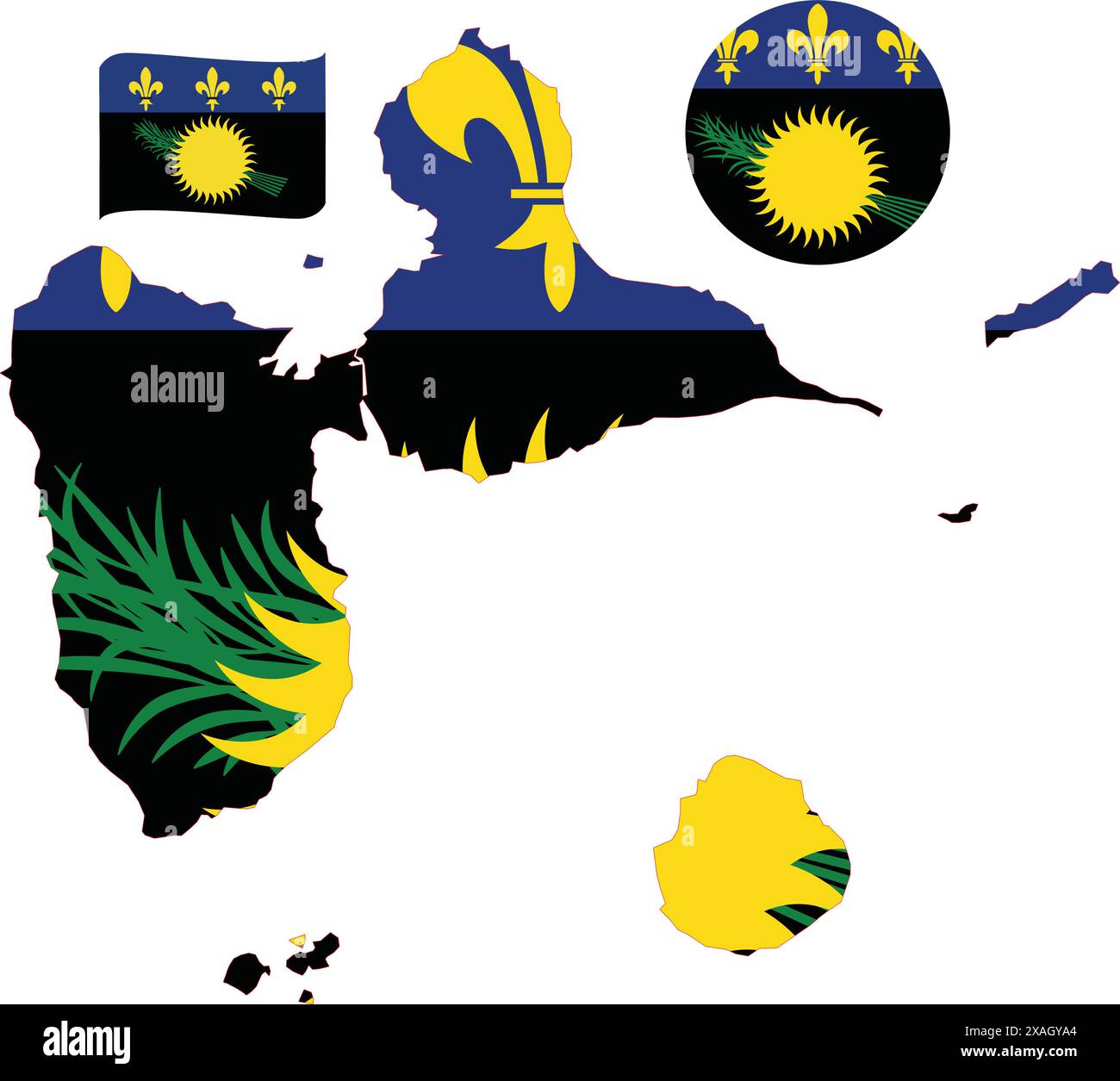 Carte et drapeau de la Guadeloupe Illustration de Vecteur