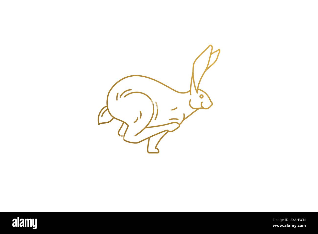 Illustration vectorielle linéaire de silhouette minimale de lapin en cours d'exécution. Style de contour d'objet minimal de lièvre de forêt sauvage. Bon pour l'emblème ou le poteau du logo du club de chasseurs Illustration de Vecteur