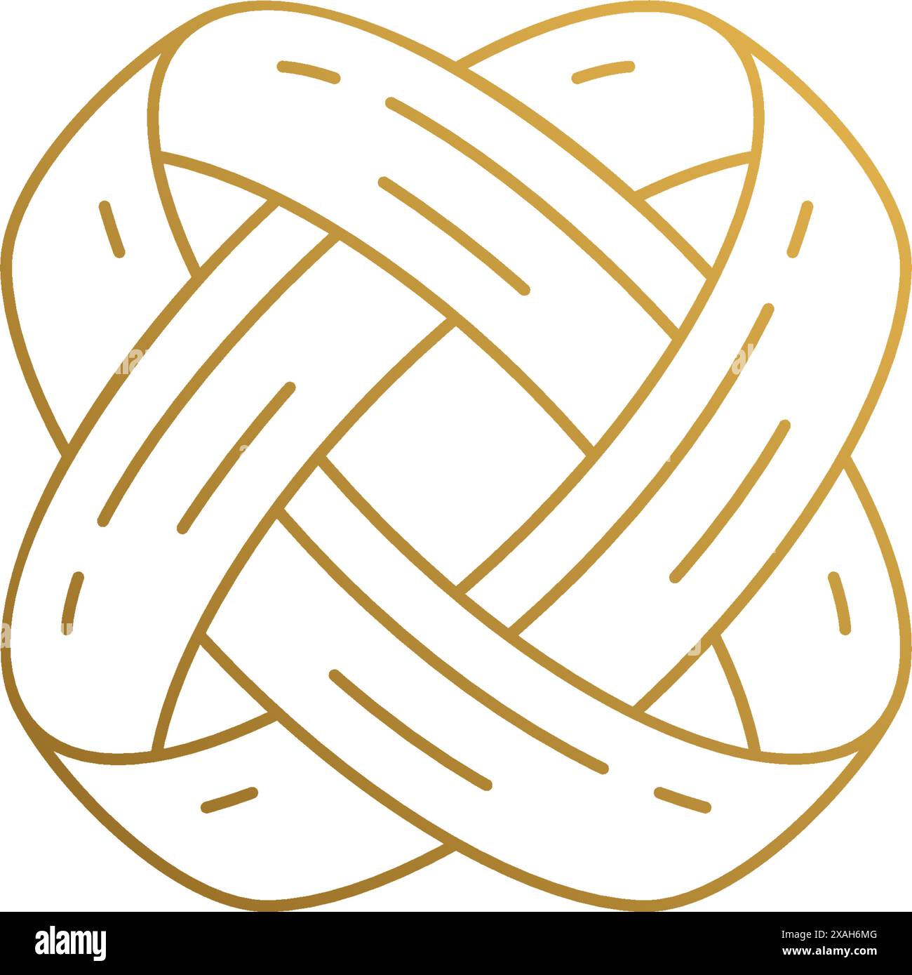 Illustration vectorielle minimale du modèle de conception de logo de style linéaire des anneaux de fiançailles entrelacés pour la cérémonie de mariage dessinée à la main avec des lignes dorées Illustration de Vecteur