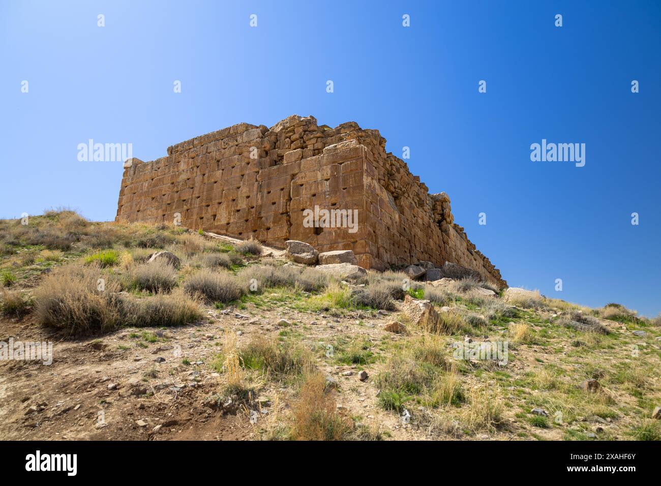 Forteresse de Tall-e Takht, partie d'un ancien complexe cérémonial et religieux à Pasargadae, Iran Banque D'Images