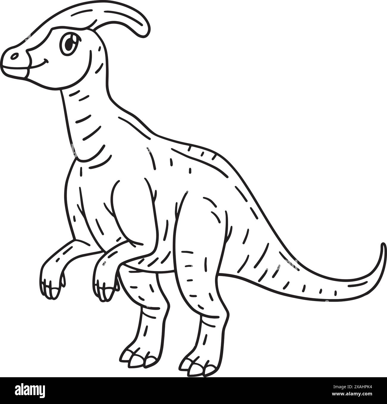 Page de coloration isolée de dinosaure Parasaurolophus Illustration de Vecteur