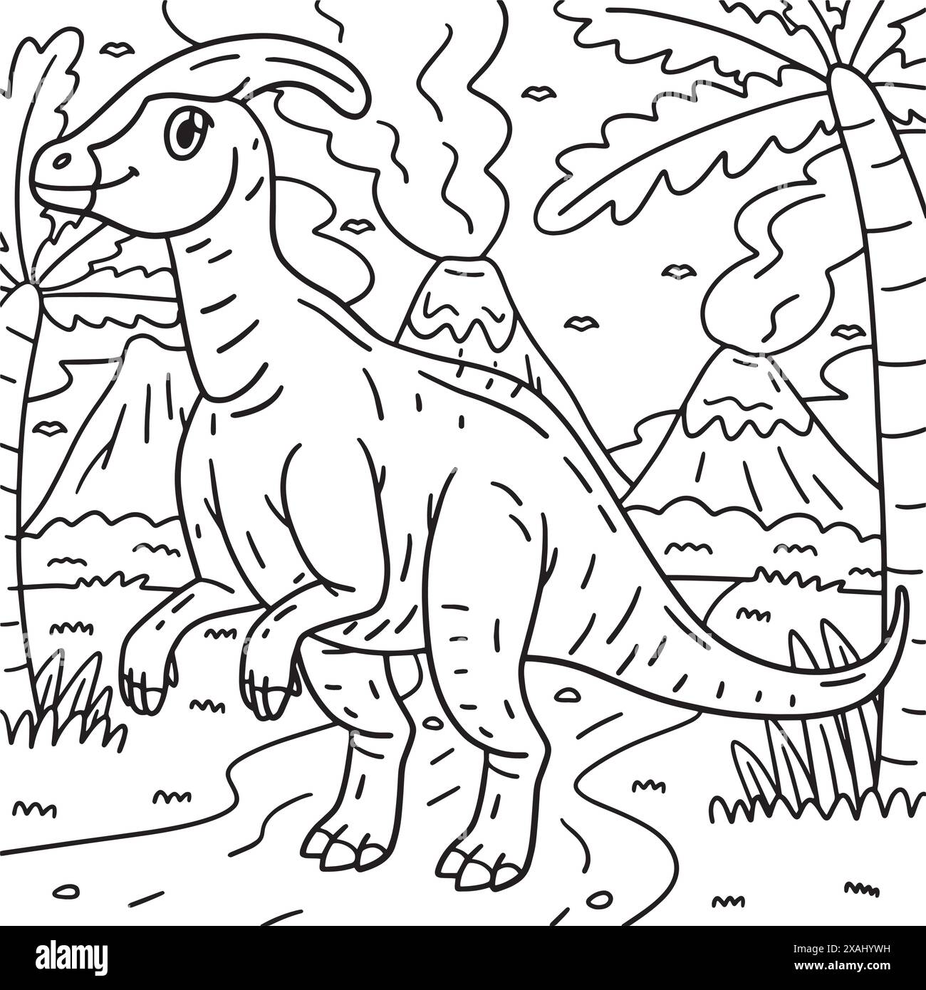 Parasaurolophus Dinosaur Coloriage page pour les enfants Illustration de Vecteur