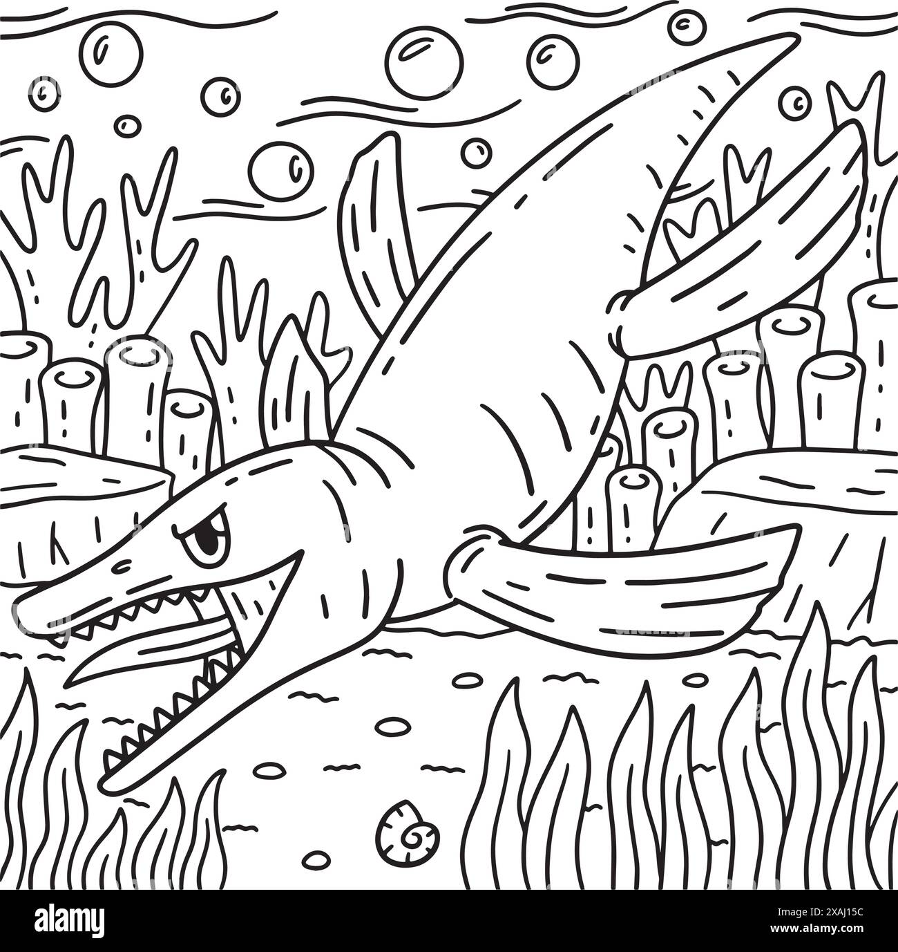 Liopleurodon Dinosaur Coloriage page pour les enfants Illustration de Vecteur