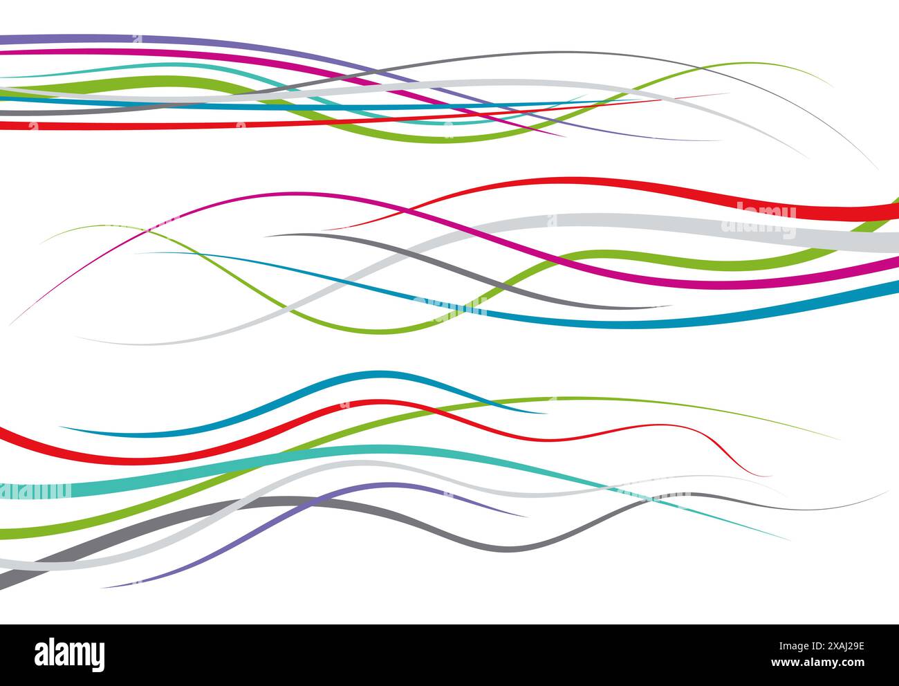 Ensemble de lignes courbes abstraites de couleur. Elément de conception de vagues. Illustration vectorielle. Illustration de Vecteur