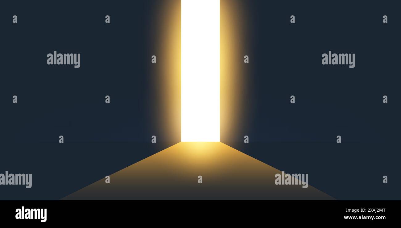Chambre sombre, murs, tunnel avec ouverture de Gap of Bright Light - Way Out of Darkness - nouvelles possibilités, concept d'espoir avec Copyspace, symbole de Overcome P. Illustration de Vecteur