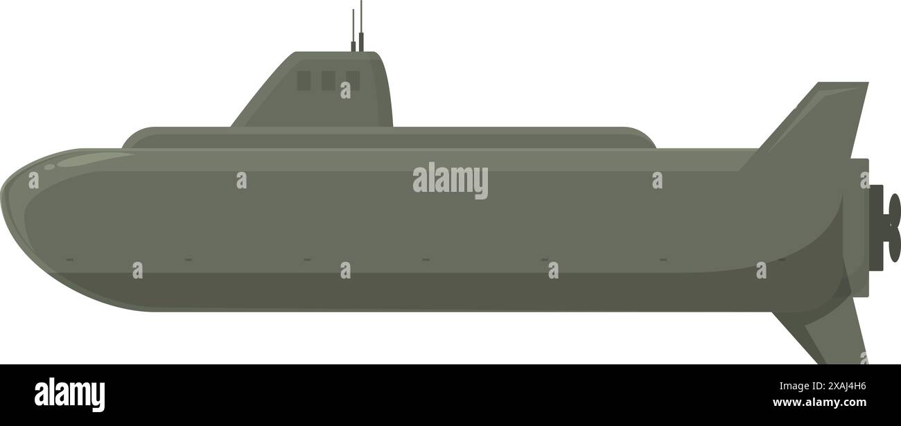 Un sous-marin militaire navigue à la surface de l'eau Illustration de Vecteur