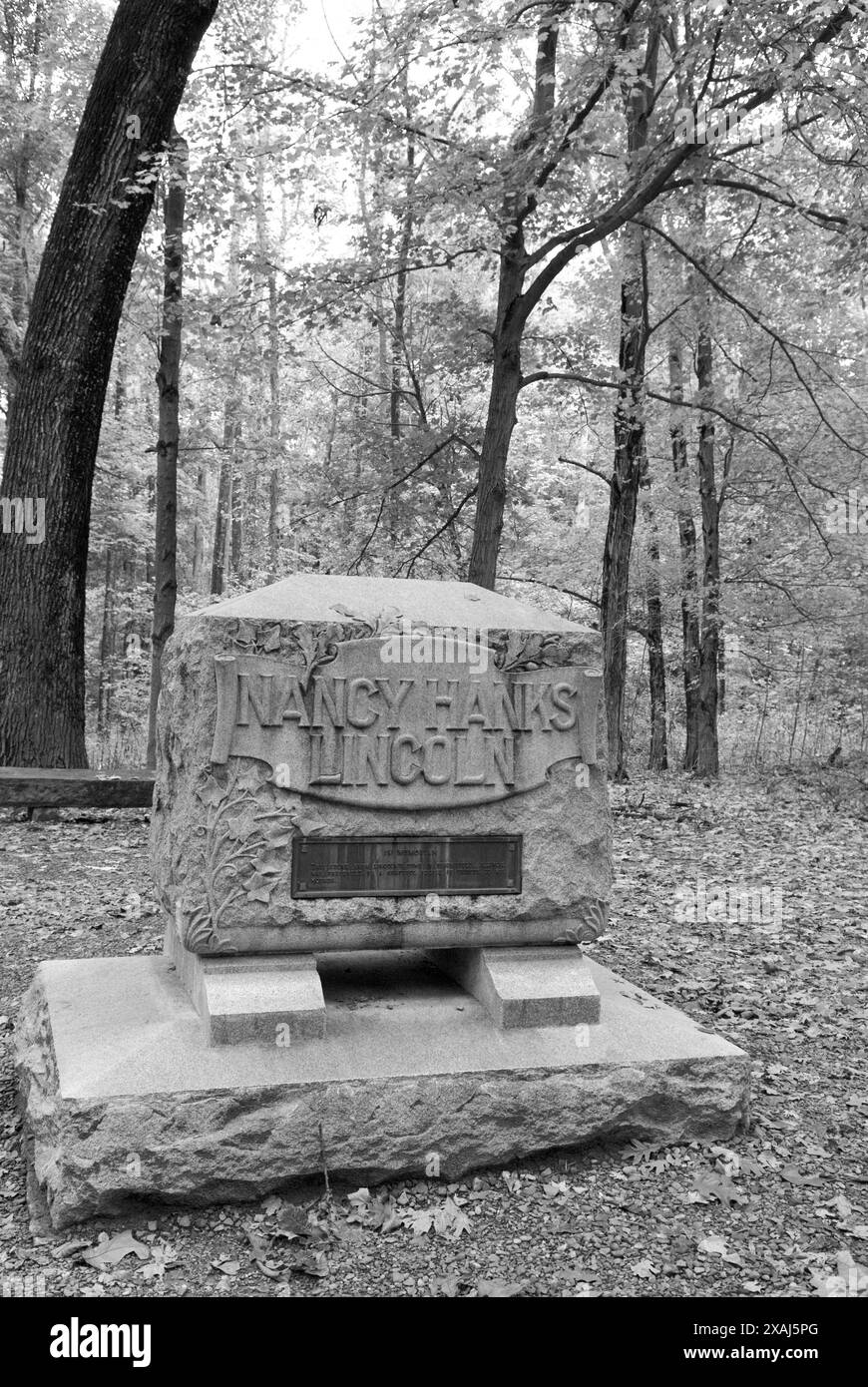 Nancy Hanks Lincoln marqueur funéraire au Lincoln Boyhood National Memorial, Lincoln City, Indiana, États-Unis. Banque D'Images