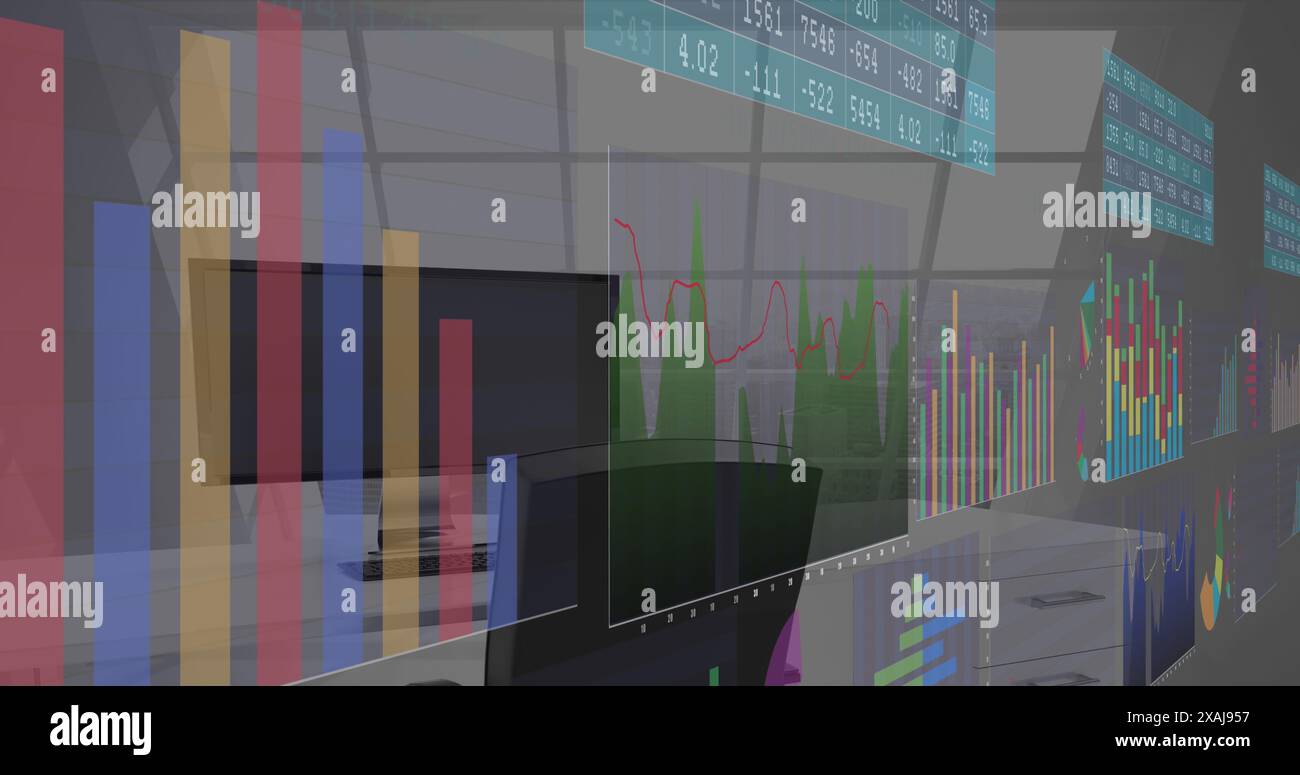 À propos des affaires mondiales, de la finance, du traitement des données et du concept d'interface numérique Banque D'Images