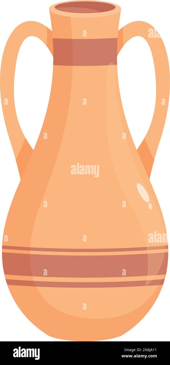 Simple amphore en terre cuite avec un col étroit et deux poignées, symbole de la culture grecque antique Illustration de Vecteur