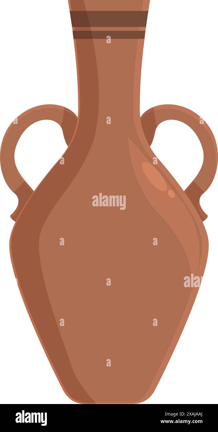 Amphore en céramique brune avec poignées, vase traditionnel grec ou romain pour le vin ou l'huile, poterie antique en argile Illustration de Vecteur